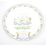 Burgess & Leigh 'Farmers Arms' a pottery charger, 'God speed the plough', 34cm diam.