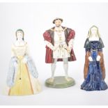 Set of seven Coalport porcelain figures, Henry VIII and his Six Wives.