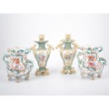 Pair of Samson porcelain armorial vases, polychrome decoration,