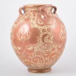 Isnik/ Moorish style ovoid jar, stylised hand-painted design, lustre glaze, unmarked, 27cm.