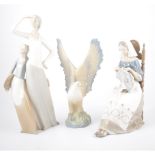 Lladro porcelain, Needlework, a seated figure; small collection of other Spanish porcelain (13).