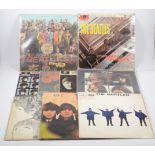 Vinyl LP records; Ten Beatles albums, including Sgnt Peppers, With the Beatles, Beatles for Sale,