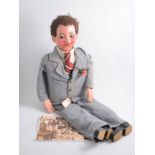 "Titch" a ventiloquist's dummy, composition head with wooden hands and feet, 92cm, circa 1930,