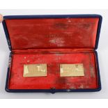 Sir Winston Churchill Stamp Replica, two 18 carat yellow gold replica stamps each weighing 0.643oz.