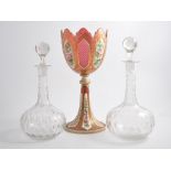 A Bohemian ruby-flashed and opaque-white overlay goblet vase, third quarter 19th Century,