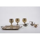 Two silver miniature teasets, both half fluted, one hallmarked Birmingham 1979,