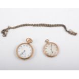 Two gold-plated open face pocket watches, one by Sackville and the other having a Roamer movement,