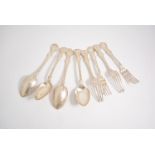 Victorian silver four table forks and four table spoons,