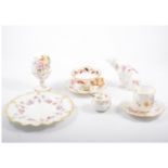 Royal Crown Derby "Derby Posies" three piece condiment set, egg on a stand,