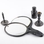 Quantity of ebony dressing table accoutrements.