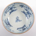 Chinese blue and white porcelain bowl, Nanking cargo type, probably Qianlong, cafe au lait exterior,