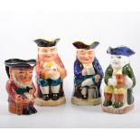 Burlingtonware Toby jug Boozer, 24cm and seven other Toby jugs, (8).