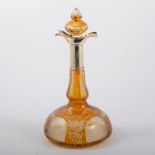 Amber overlaid glass and silver mounted decanter, London 1932, wheel engraved decoration,