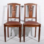 Pair of Art Deco style dining chairs, stepped top rail,