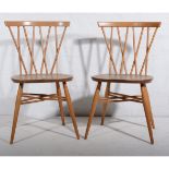 Ercol, a pair of 'Chiltern' dining chairs, elm and beech,