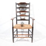 An Arts & Crafts 'Clissett' ash high-back armchair,