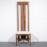 After Charles Rennie Mackintosh, a high-backed oak chair issued by Freud, London, 21st century,