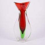 Murano, a Sommerso glass vase in the manner of Flavio Poli, winged neck form,