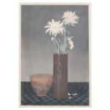 Yoshijiro Urushibara, Still life with Chrysanthemums, colour woodcut, signed in pencil,