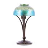 Tiffany Studios, a Favrile glass and patinated bronze table lamp, circa 1910,