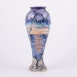Anji Davenport for Moorcroft Pottery, 'Birth of Light' a trial vase, 2000, of tall swollen bud form,