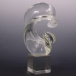 Licio Zanetti, an Italian art glass sculpture, sprial raised on a cuboid plinth,