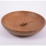 Robert 'Mouseman' Thompson of Kilburn, an oak fruit bowl, shallow circular form,