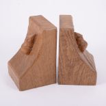 Robert 'Mouseman' Thompson of Kilburn, a pair of oak bookends,