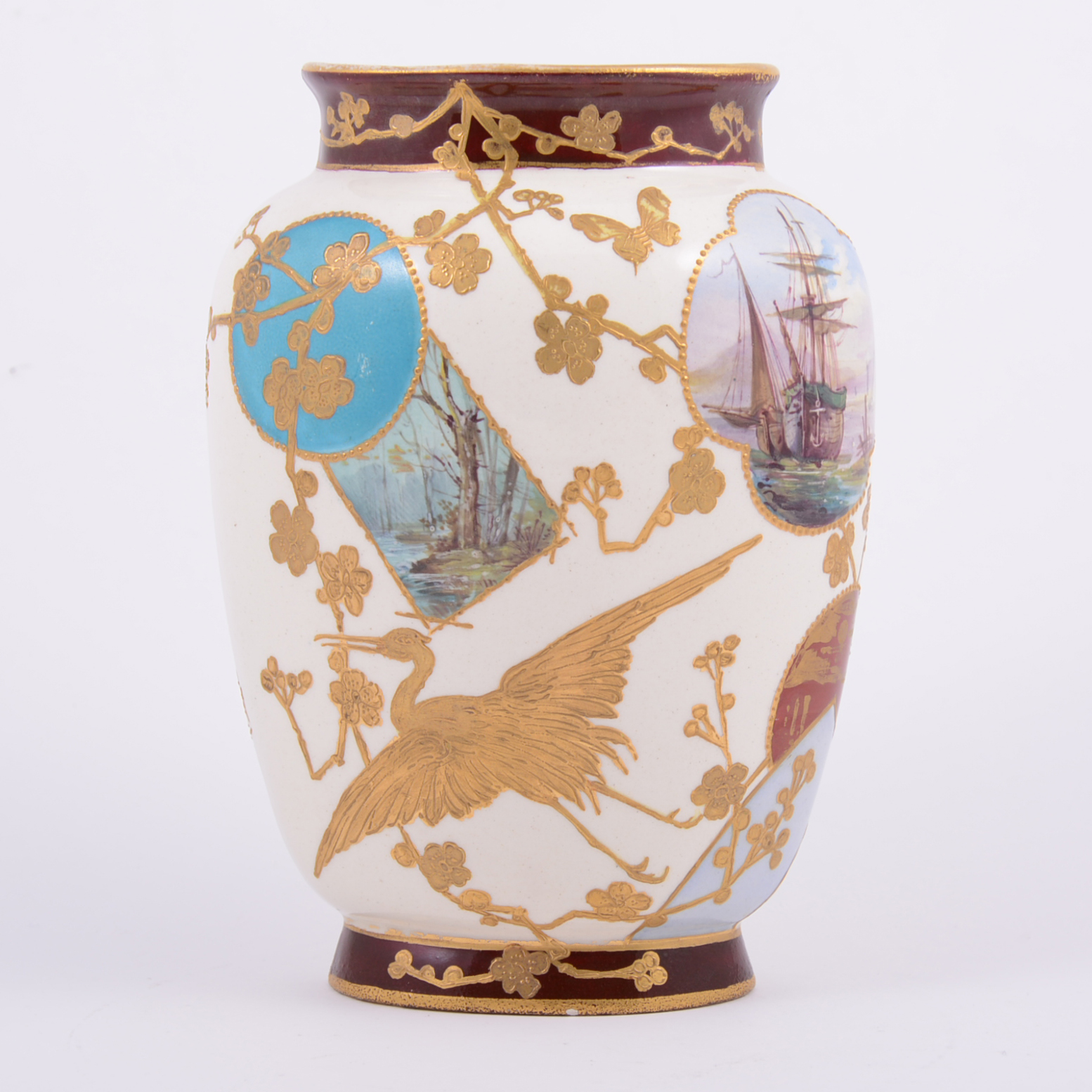 Hautin Boulenger, a French art pottery vase, showing the Japanese influence, circa 1880,