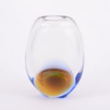 Murano, a Sommerso glass vase, ovoid form, clear glass with blue and amber layers toward the base,