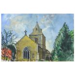 Rigby Graham, Glaston Church, watercolour, signed and dated 1.vii' 97, 40cm x 49cm.