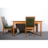 Derek 'Lizardman' Slater, a dining table and four chairs, adzed oak,