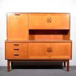 G-Plan, a teak sideboard unit, upper section with long cupboard above a recess,