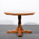 Bob 'Wrenman' Hunter of Thirlby, a circular dining table and six chairs, adzed oak,