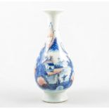 Chinese blue and white landscape vase, red seal to base,