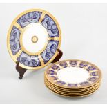 Six Royal Doulton cabinet plates, together with a Minton plate decorated by Thomas Mason,