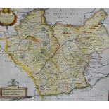 George Morland, Leicester Shire, hand-coloured county map, 35cmx 40cm, reproduction map,