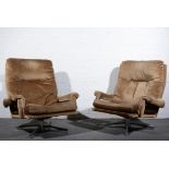 Howard Keith for HK Furniture, a pair of lounge chairs, circa 1965, swivel chrome supports,