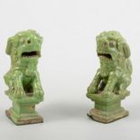 Pair of Chinese glazed pottery Temple Dogs, 14cm.
