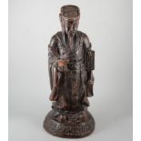 Large chinese painted terracotta monk, 59cm.