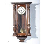 Vienna wall clock, stained wood case, enamelled dial, 68cm.