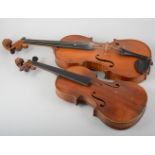 Violin, labelled Nicholas Bertholini, 37cm two-piece back, with two bows,