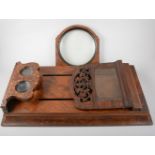 Victorian walnut stereoscopic viewer, damaged, 61cm.