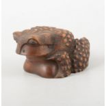 Oriental carved wood figure of a warty toad
