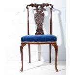 Edwardian mahogany salon chair, carved back, 48cm.