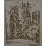 'York Minster', Artist Unknown, frame: 27 x 34cms, marked 'Repair', purchased from Savage Fine Art.