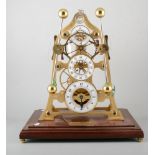 Reproduction skeleton clock, 'The Devon Sea Clock', mahogany plinth, 41cm, numbered 33/500.