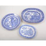 Collection of Staffordshire Willow pattern tableware.