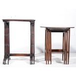 A Victorian nest of three mahogany occasional tables, each with rectangular tops and turned legs,