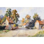 Richard Charles Riseley, Village scene, watercolour, 33x49cm.